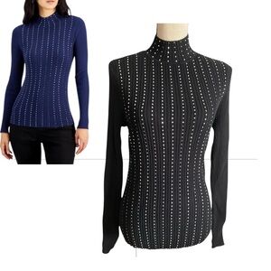 Women’s Macy’s Inc international concepts mock neck holiday rhinestone sweater L